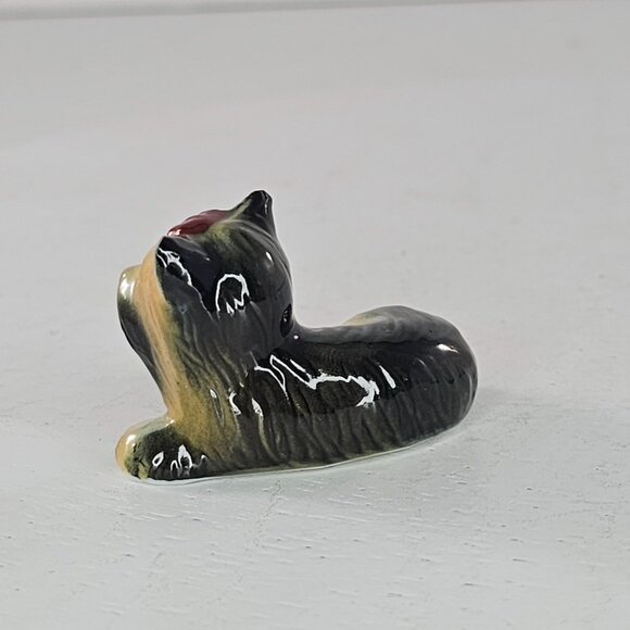Vintage Yorkshire Terrier Bone China Figurine Miniature Yorkie Collectible Dog - Picture 3 of 8